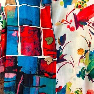 Feratelli multiprint abstract blouse with funky buttons